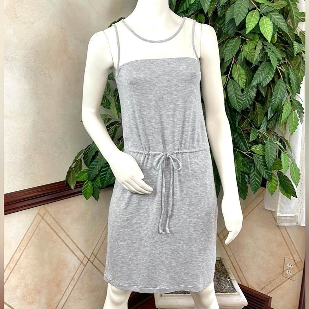 THE LIMITED MESH INSET HEATHER GRAY SLEEVELESS DRESS